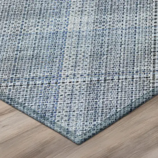 Blue And Denim Blue Plaid Washable Indoor Outdoor Area Rug Photo 9