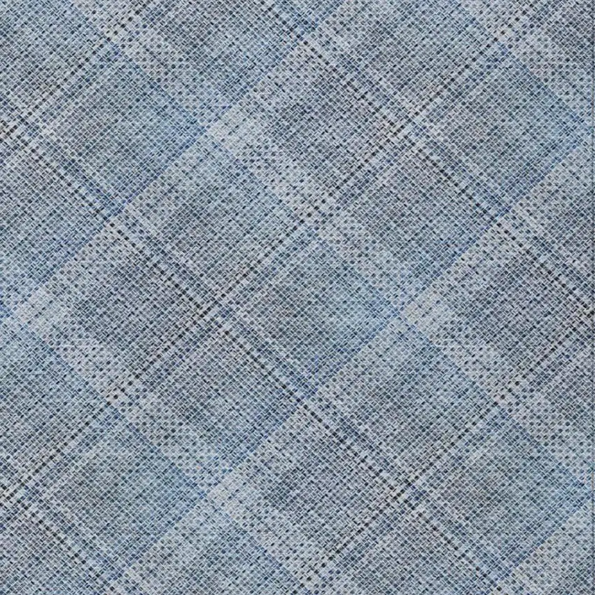 Blue And Denim Blue Plaid Washable Indoor Outdoor Area Rug Photo 6