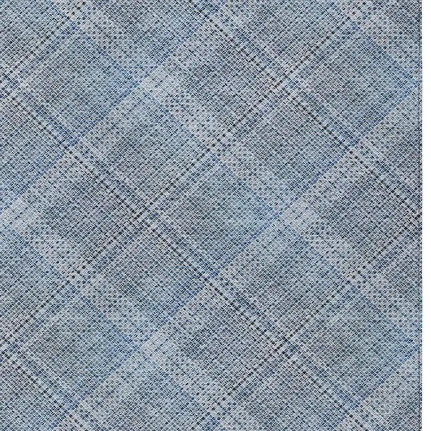 Blue And Denim Blue Plaid Washable Indoor Outdoor Area Rug Photo 2