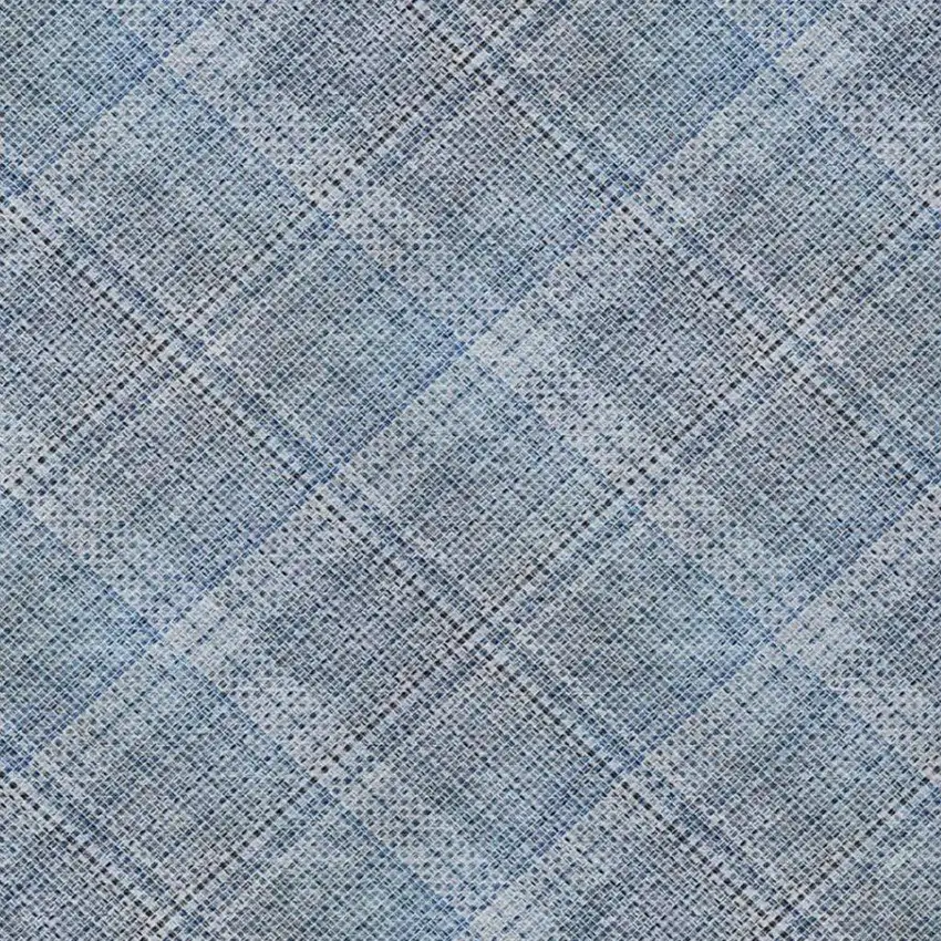Blue And Denim Blue Plaid Washable Indoor Outdoor Area Rug Photo 5