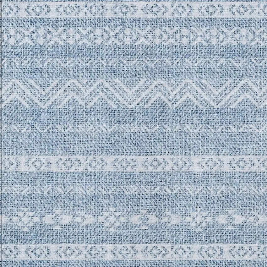 Blue And Denim Blue Southwestern Washable Indoor Outdoor Area Rug Photo 5