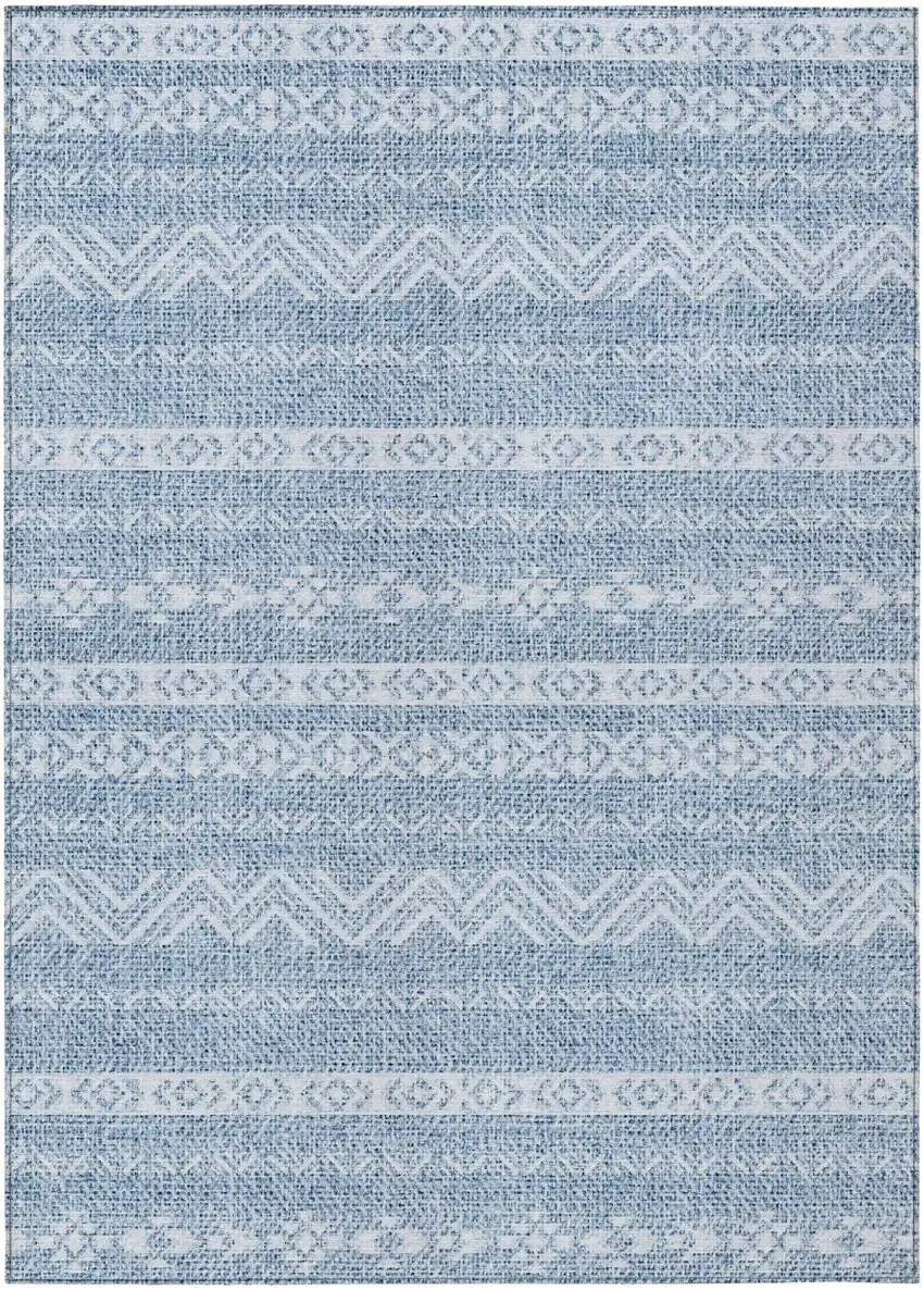 Blue And Denim Blue Southwestern Washable Indoor Outdoor Area Rug Photo 2
