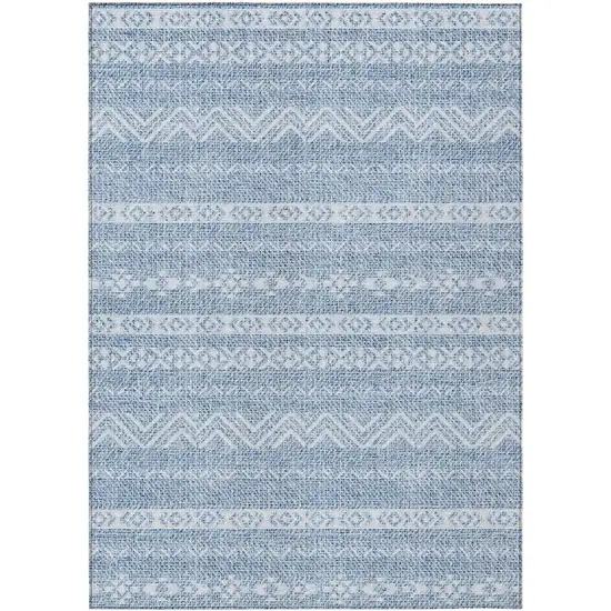 Blue And Denim Blue Southwestern Washable Indoor Outdoor Area Rug Photo 2