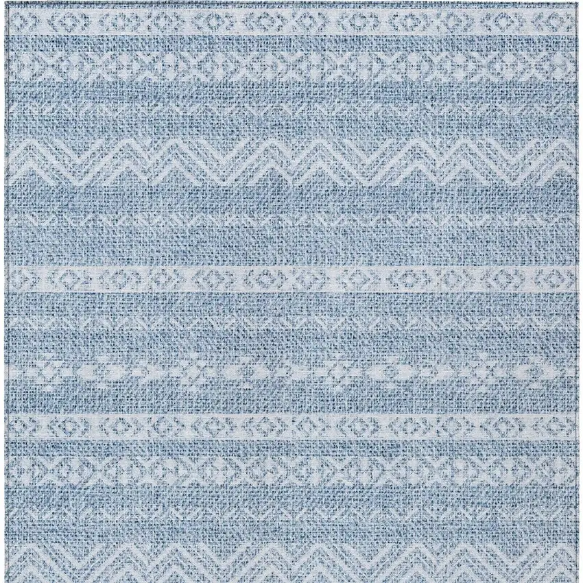 Blue And Denim Blue Southwestern Washable Indoor Outdoor Area Rug Photo 5