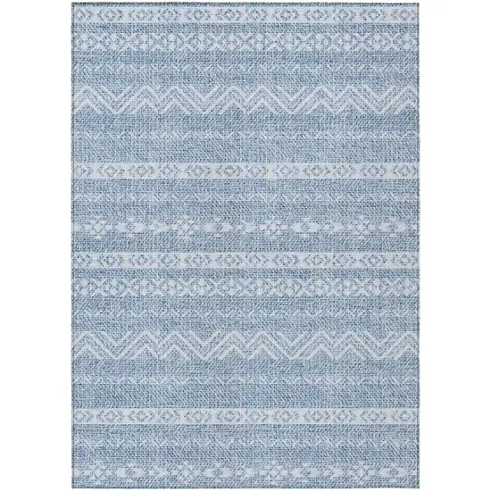 Blue And Denim Blue Southwestern Washable Indoor Outdoor Area Rug Photo 2