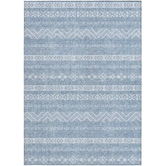Blue And Denim Blue Southwestern Washable Indoor Outdoor Area Rug Photo 6