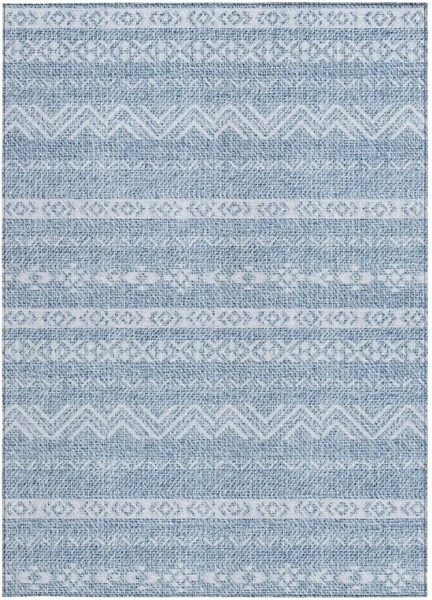 Blue And Denim Blue Southwestern Washable Indoor Outdoor Area Rug Photo 6