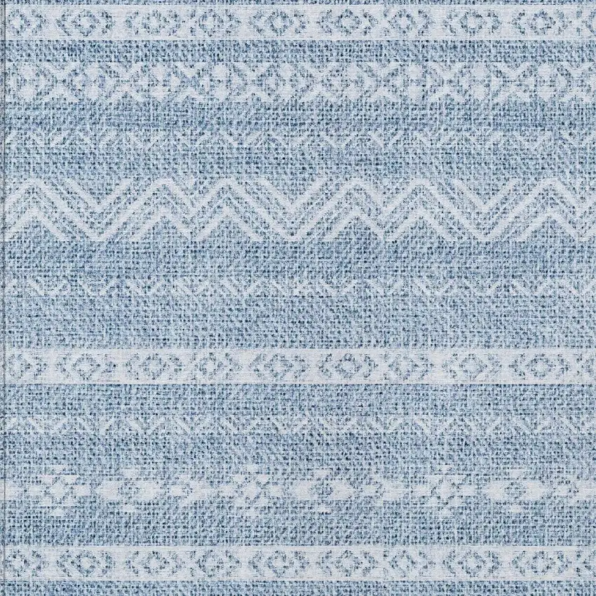 Blue And Denim Blue Southwestern Washable Indoor Outdoor Area Rug Photo 5