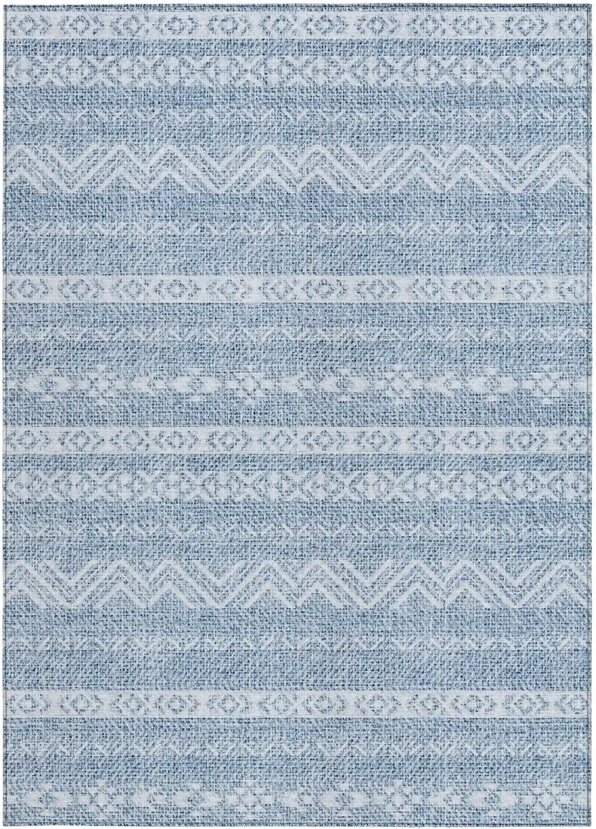 Blue And Denim Blue Southwestern Washable Indoor Outdoor Area Rug Photo 6