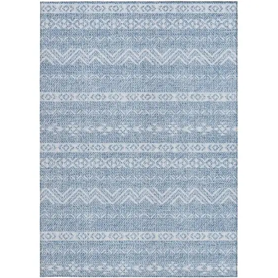 Blue And Denim Blue Southwestern Washable Indoor Outdoor Area Rug Photo 6