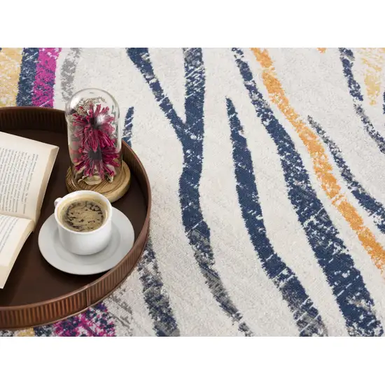 Blue And Gold Abstract Area Rug Photo 2