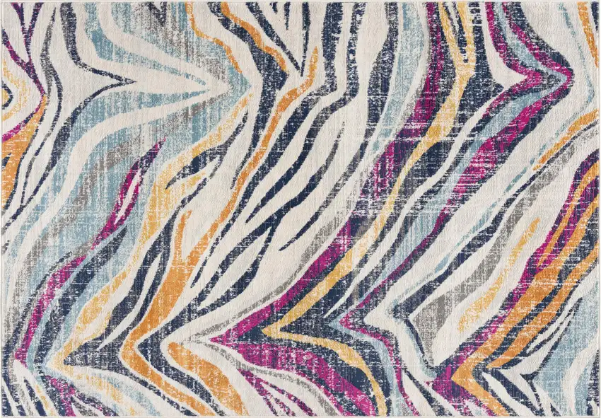 Blue And Gold Abstract Area Rug Photo 3