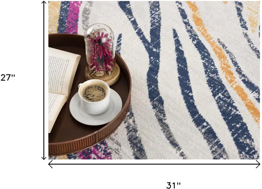 Blue And Gold Abstract Area Rug Photo 6