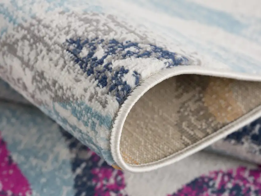Blue And Gold Abstract Area Rug Photo 4