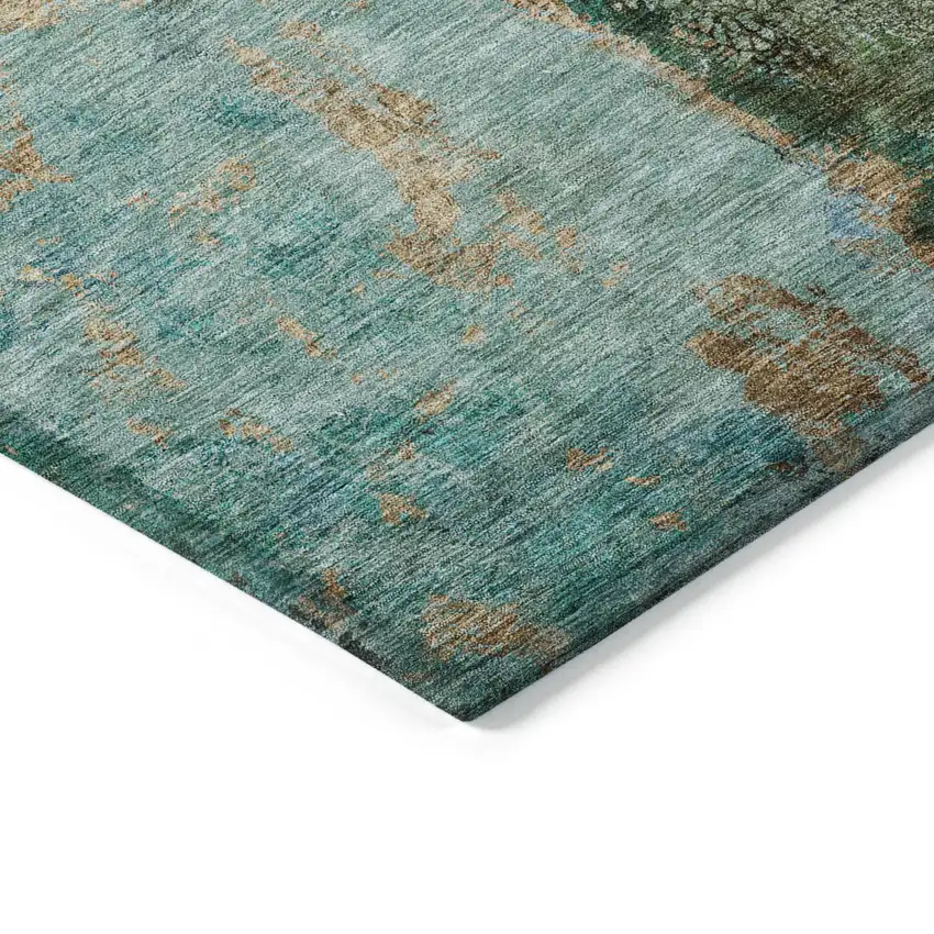Blue And Gold Abstract Washable Indoor Outdoor Area Rug Photo 4