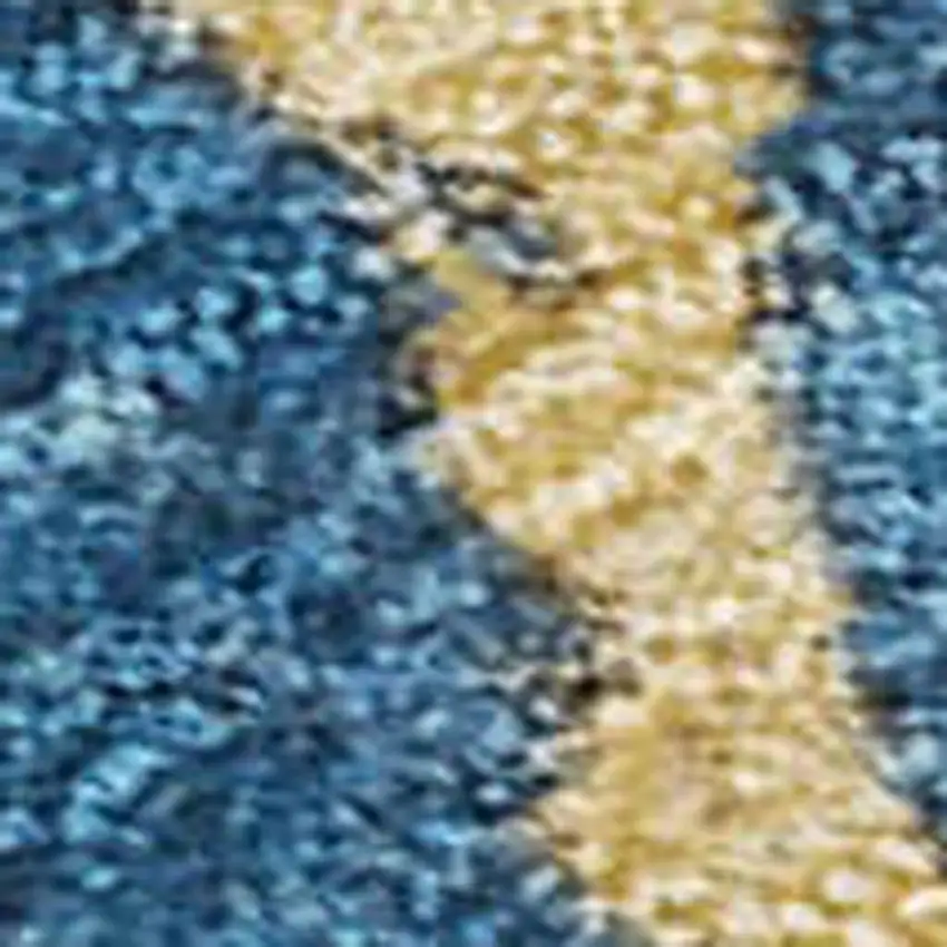 Blue And Gold Damask Washable Indoor Outdoor Area Rug Photo 3