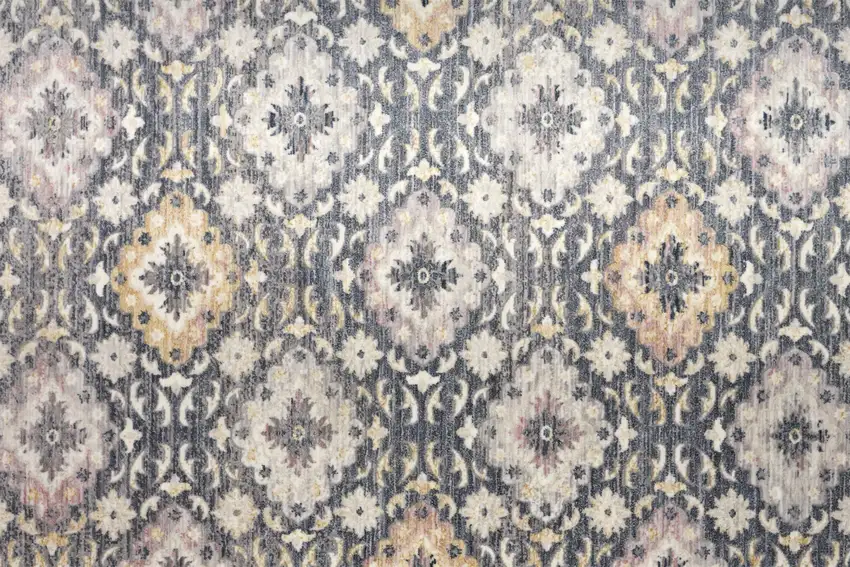 Blue And Gold Floral Stain Resistant Area Rug Photo 9