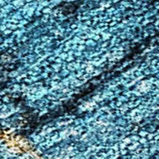 Blue And Gold Floral Washable Indoor Outdoor Area Rug Photo 3