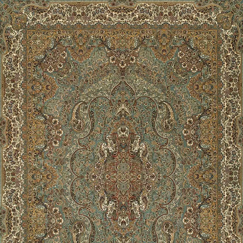 Blue And Gold Medallion Area Rug With Fringe Photo 5