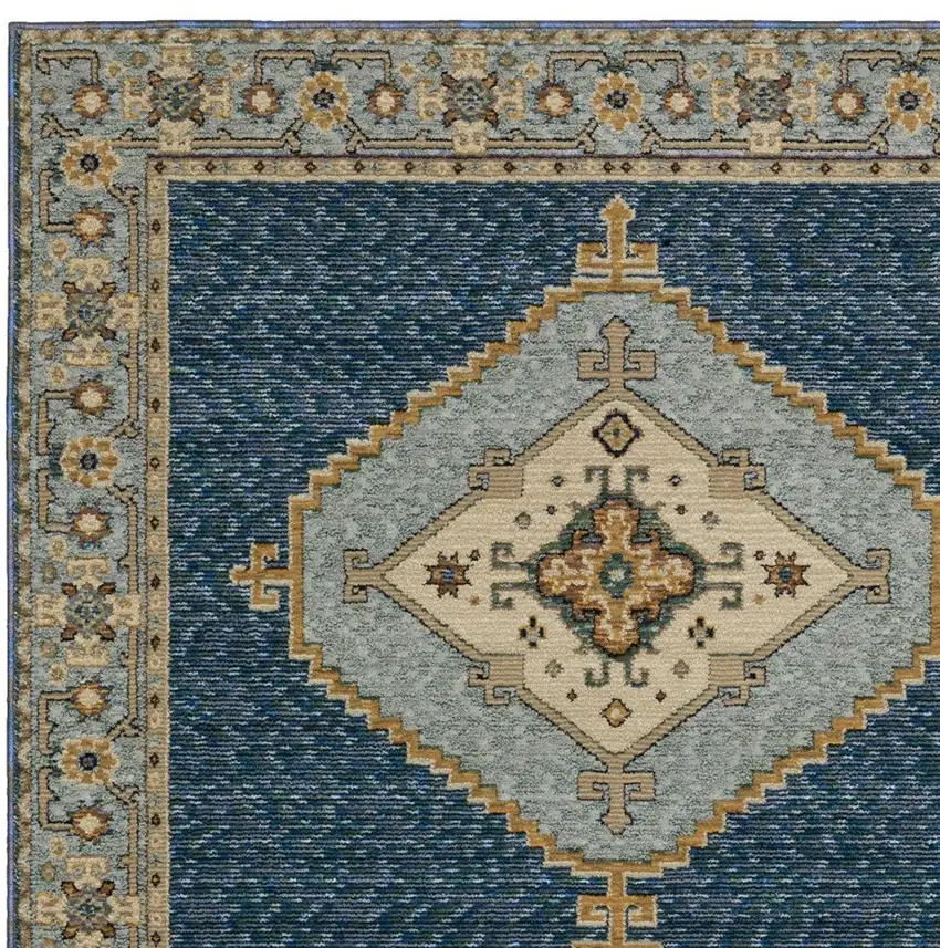 Blue And Gold Medallion Area Rug Photo 6