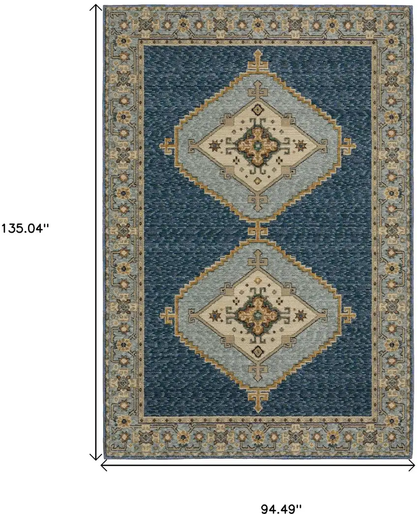 Blue And Gold Medallion Area Rug Photo 3