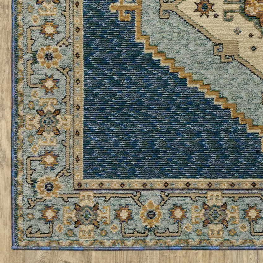 Blue And Gold Medallion Area Rug Photo 6