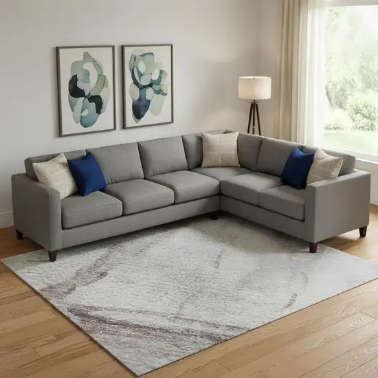 Blue And Gold Nautical Washable Area Rug With UV Protection Photo 2