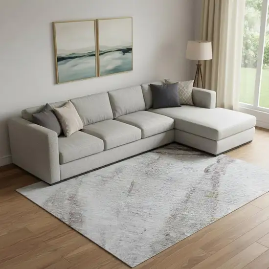 Blue And Gold Nautical Washable Area Rug With UV Protection Photo 2