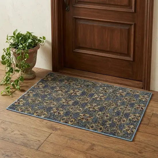 Blue And Gold Oriental Area Rug Photo 1