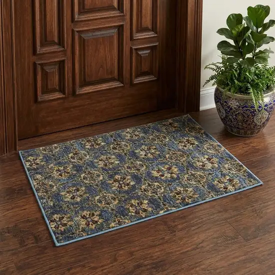 Blue And Gold Oriental Area Rug Photo 1