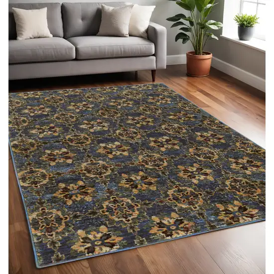 Blue And Gold Oriental Area Rug Photo 1