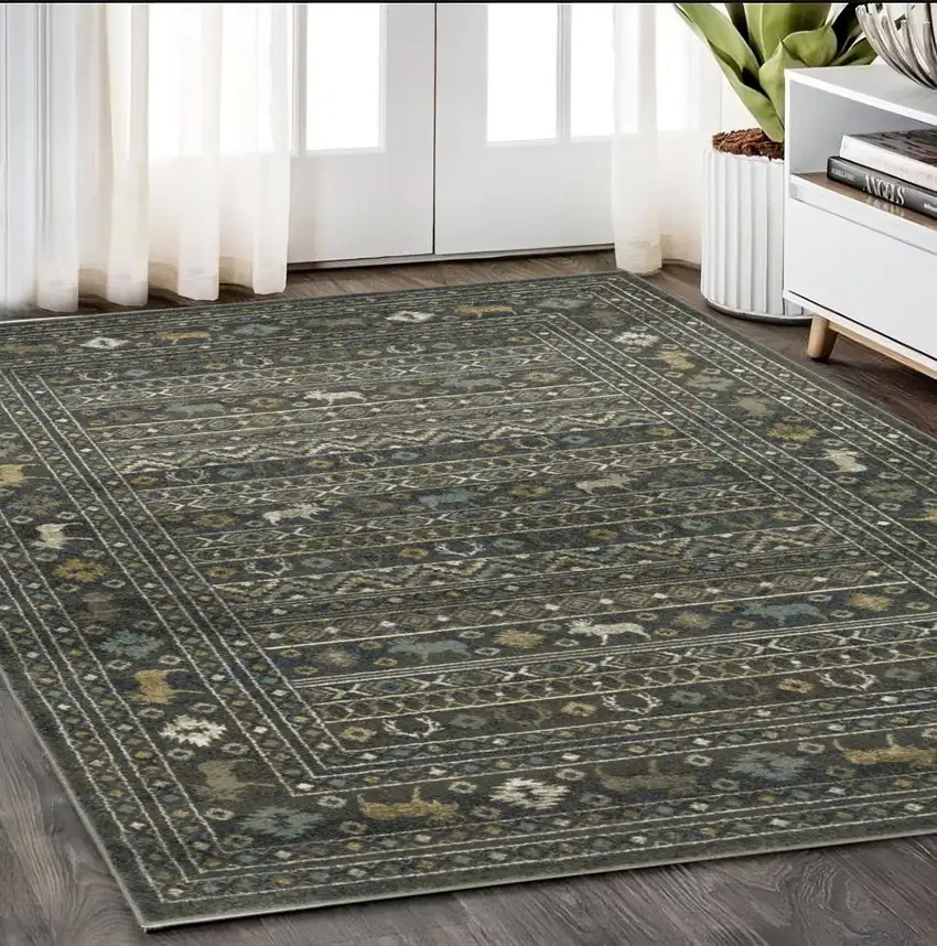 Blue And Gold Southwestern Area Rug Photo 1
