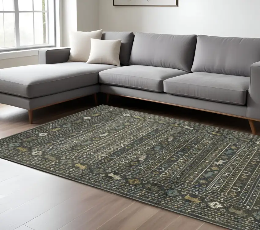 Blue And Gold Southwestern Area Rug Photo 1