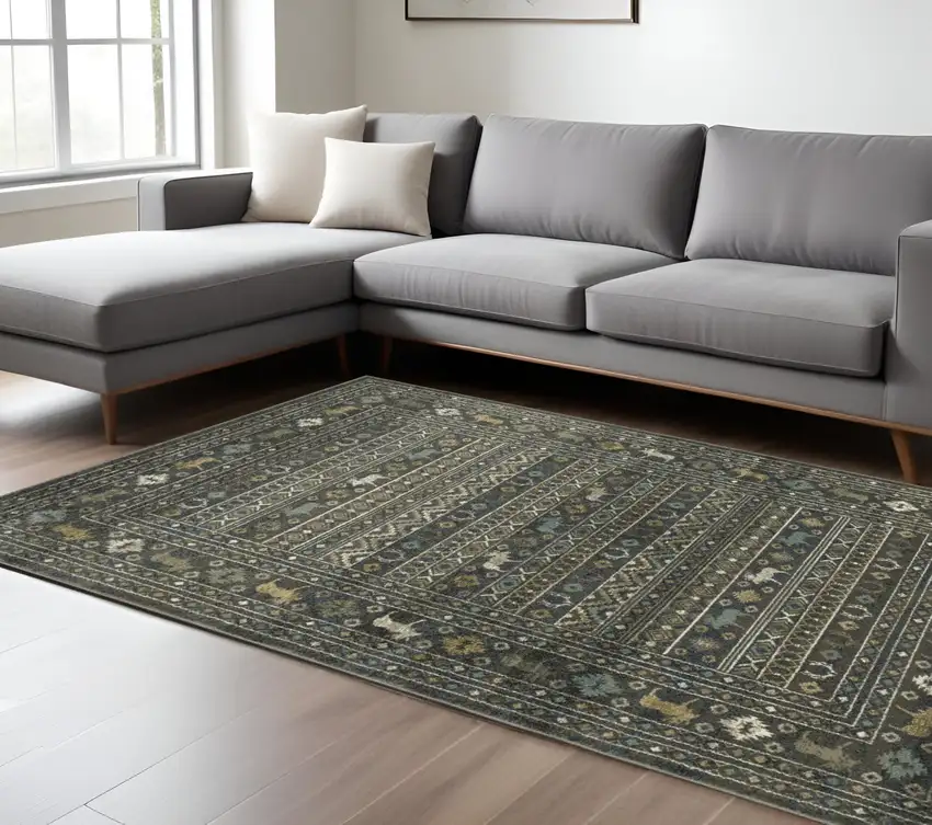 Blue And Gold Southwestern Area Rug Photo 1