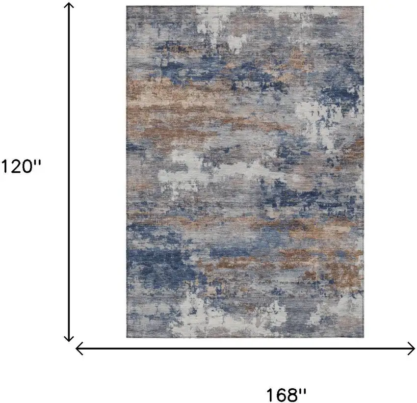 Blue And Graphite Abstract Washable Indoor Outdoor Area Rug Photo 5