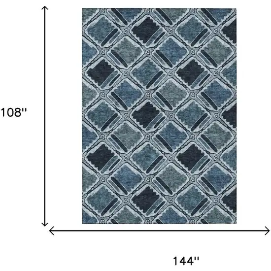 Blue And Graphite Geometric Washable Indoor Outdoor Area Rug Photo 5