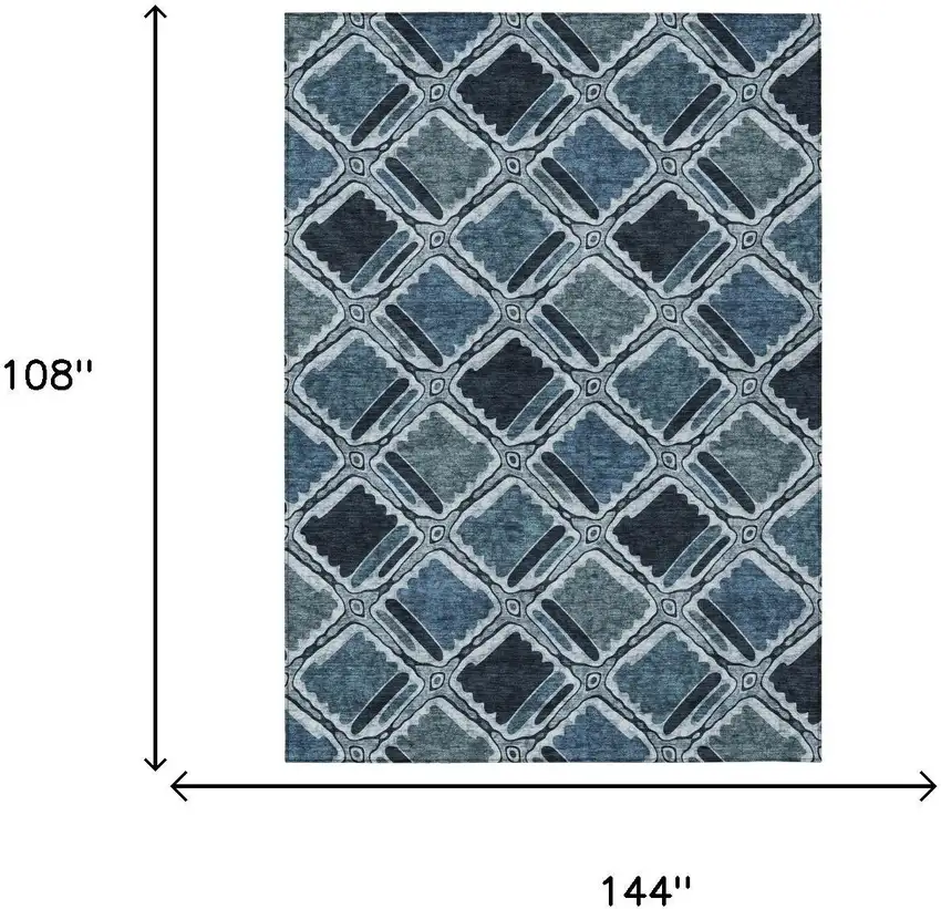 Blue And Graphite Geometric Washable Indoor Outdoor Area Rug Photo 5