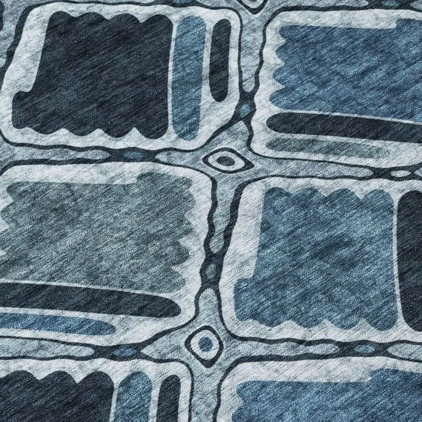 Blue And Graphite Geometric Washable Indoor Outdoor Area Rug Photo 4