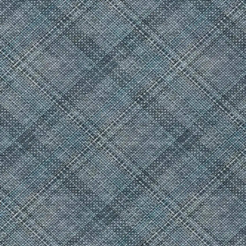 Blue And Graphite Plaid Washable Indoor Outdoor Area Rug Photo 8