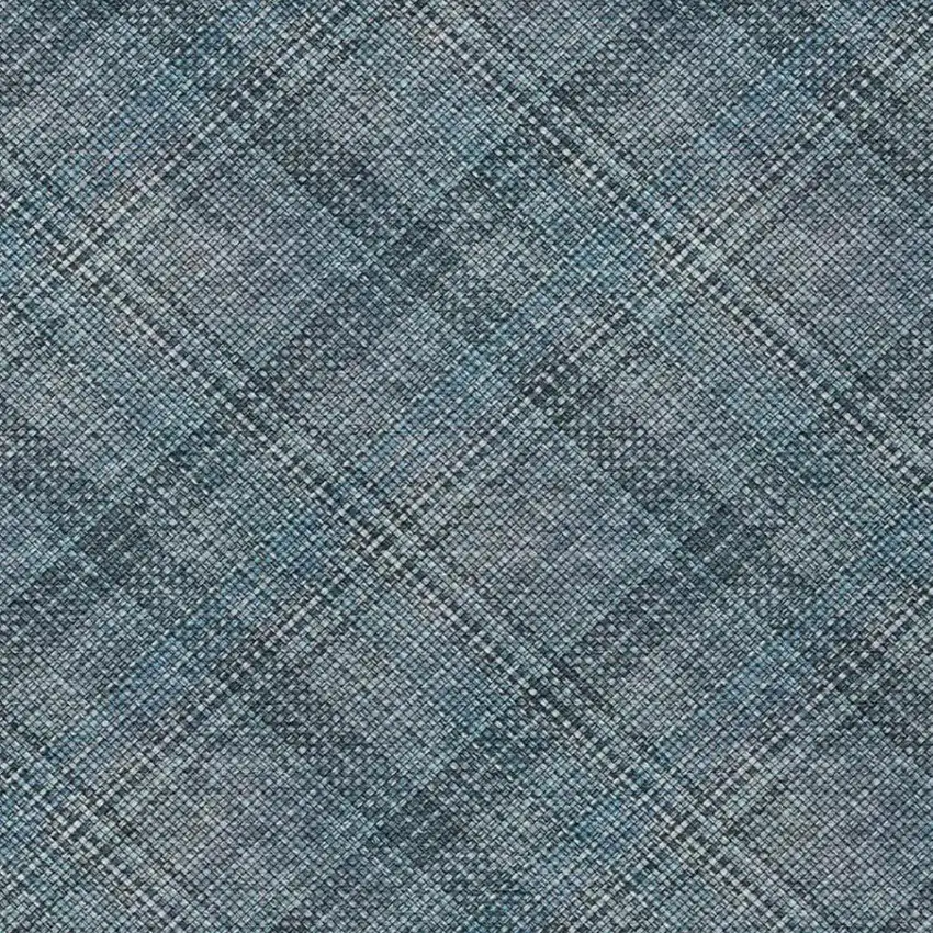 Blue And Graphite Plaid Washable Indoor Outdoor Area Rug Photo 2
