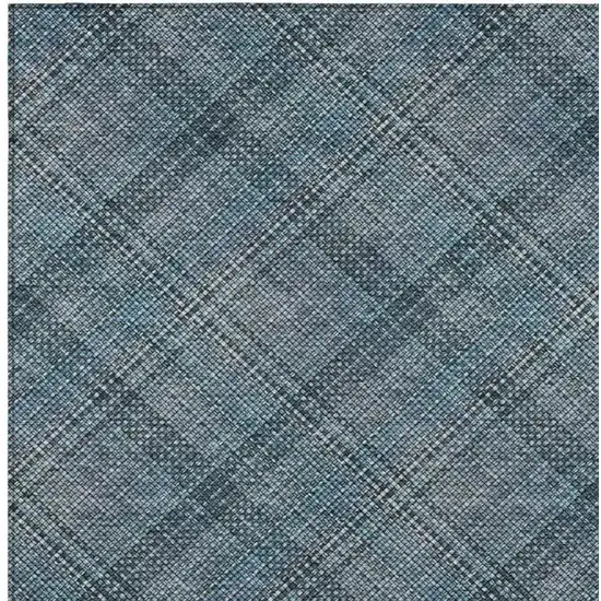 Blue And Graphite Plaid Washable Indoor Outdoor Area Rug Photo 6
