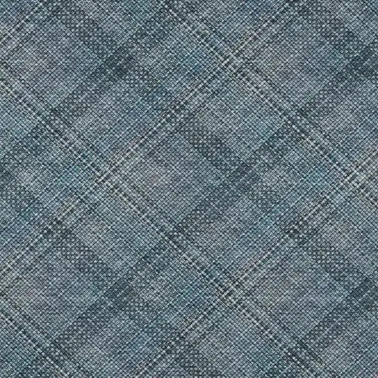 Blue And Graphite Plaid Washable Indoor Outdoor Area Rug Photo 5