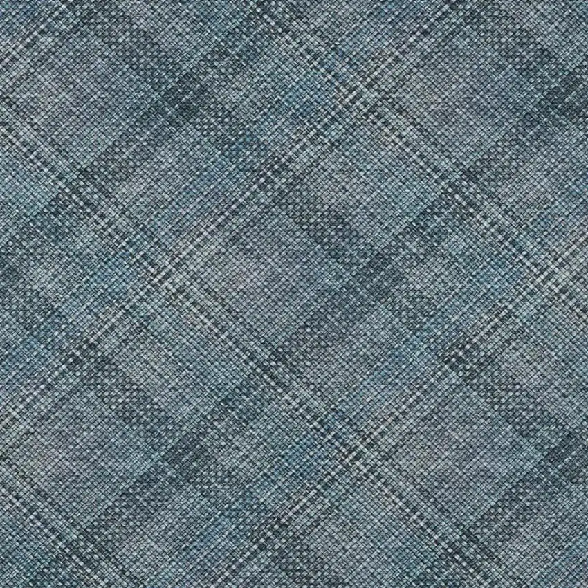 Blue And Graphite Plaid Washable Indoor Outdoor Area Rug Photo 5