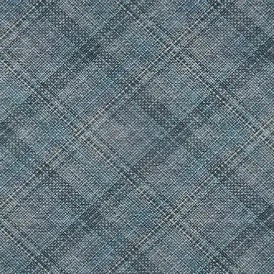 Blue And Graphite Plaid Washable Indoor Outdoor Area Rug Photo 4