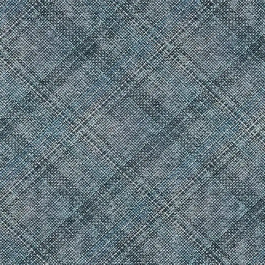 Blue And Graphite Plaid Washable Indoor Outdoor Area Rug Photo 4