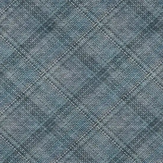 Blue And Graphite Plaid Washable Indoor Outdoor Area Rug Photo 6