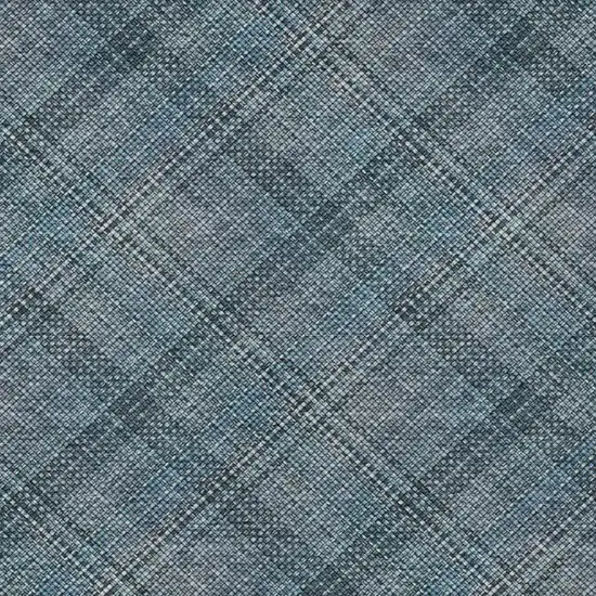 Blue And Graphite Plaid Washable Indoor Outdoor Area Rug Photo 9