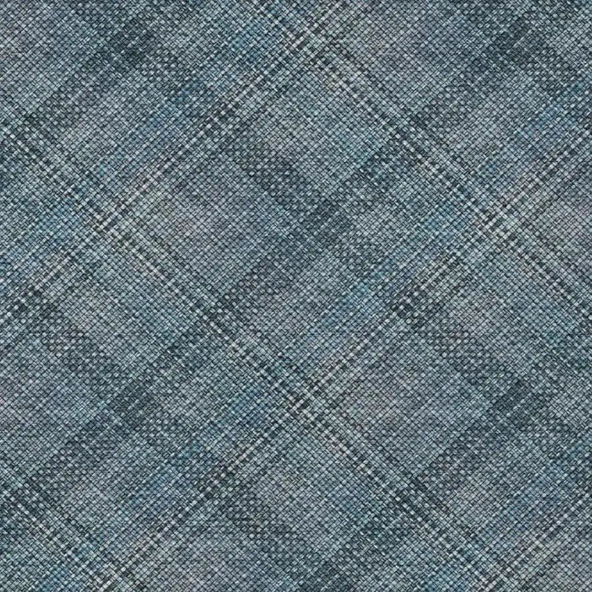 Blue And Graphite Plaid Washable Indoor Outdoor Area Rug Photo 9