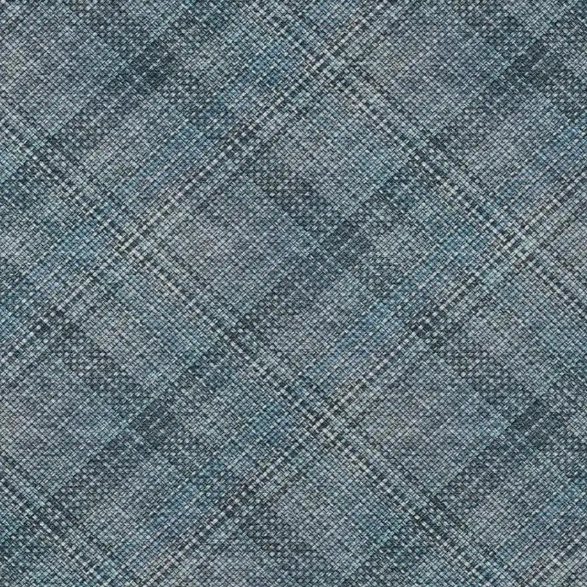 Blue And Graphite Plaid Washable Indoor Outdoor Area Rug Photo 4