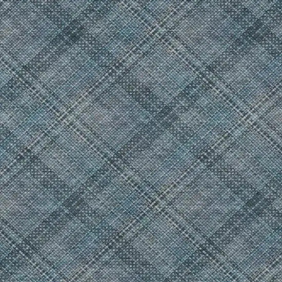Blue And Graphite Plaid Washable Indoor Outdoor Area Rug Photo 4